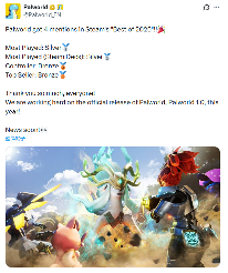 《幻兽帕鲁》回应批评:游戏凉了?Steam榜单不答应!